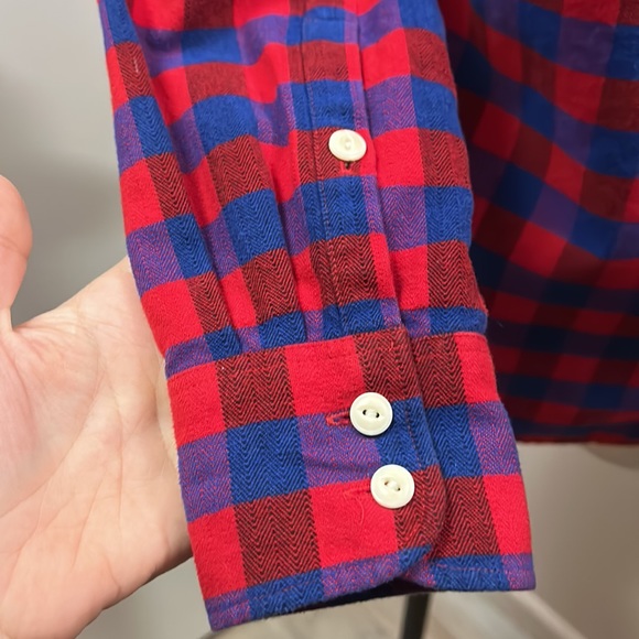 J Crew Plaid Red Button Down Cotton Shirt size 2 - Picture 6 of 8
